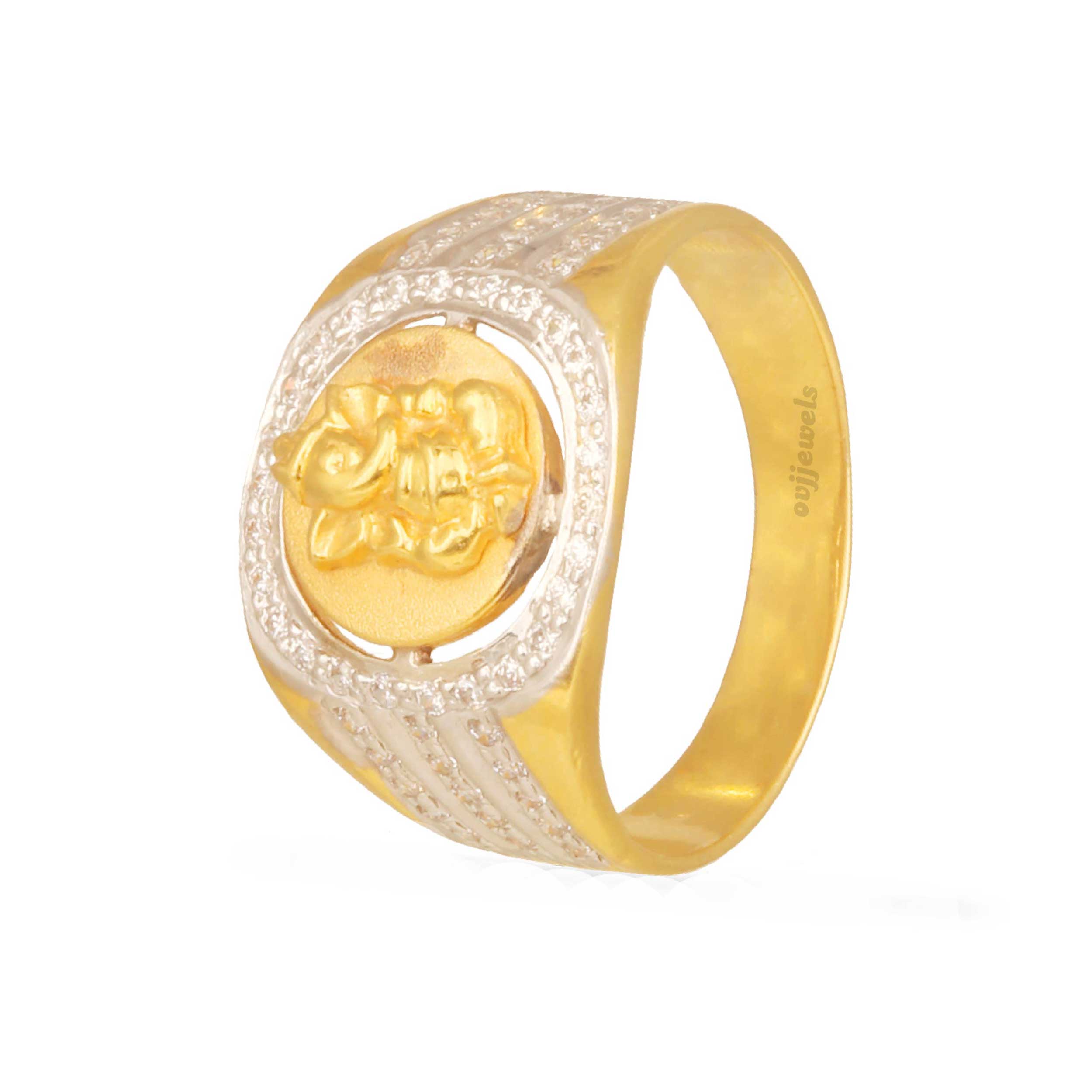 Buy quality 22KT Gold Ganesh Design CZ Gents Ring in Ahmedabad