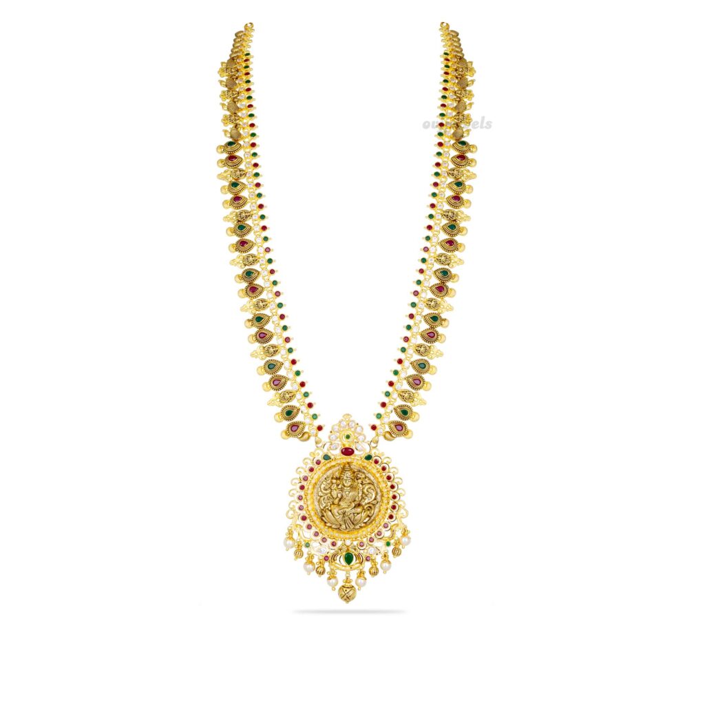 Gold antique lakshmi real stone harram
