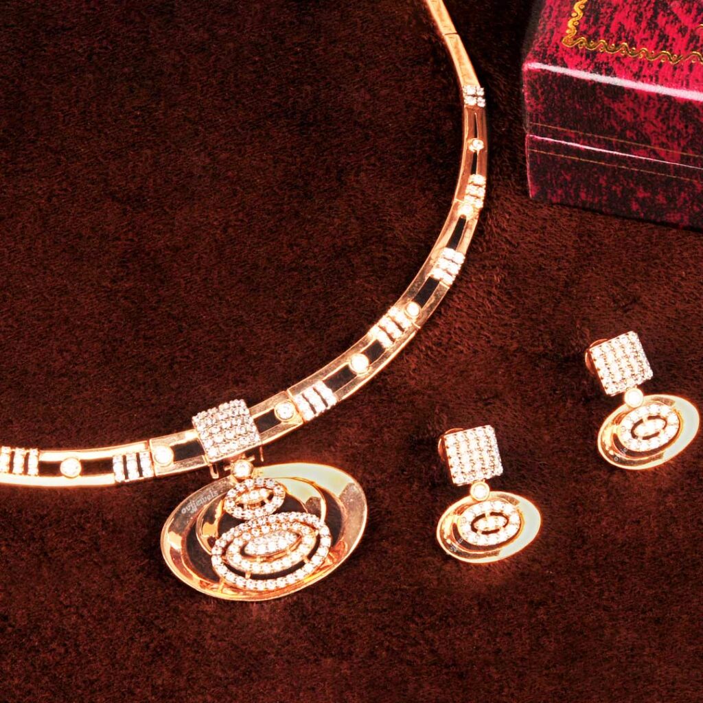 Rose Gold Unique Necklace Set