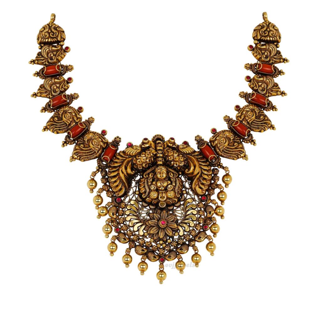Antique Coral Peacock Necklace