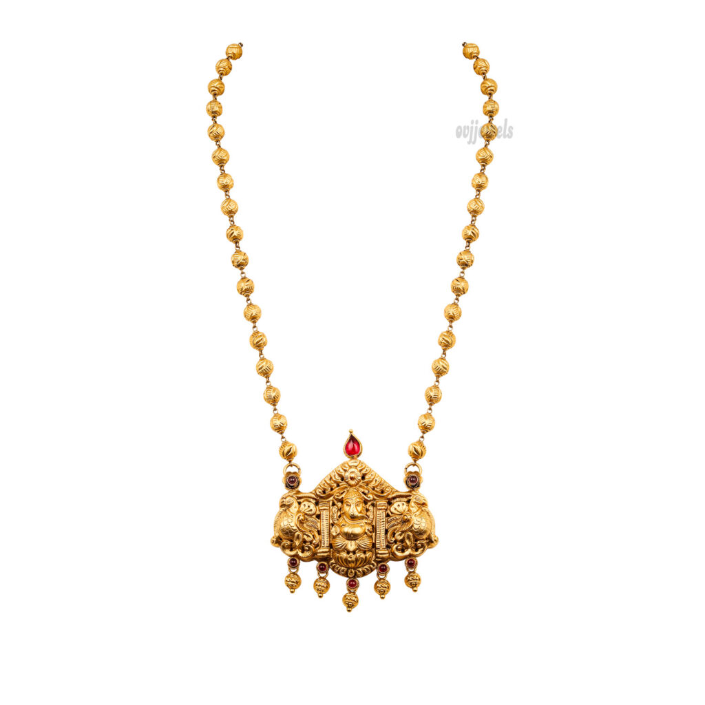 Nagas Ganesh and Peacock Pendent Women Long Necklace