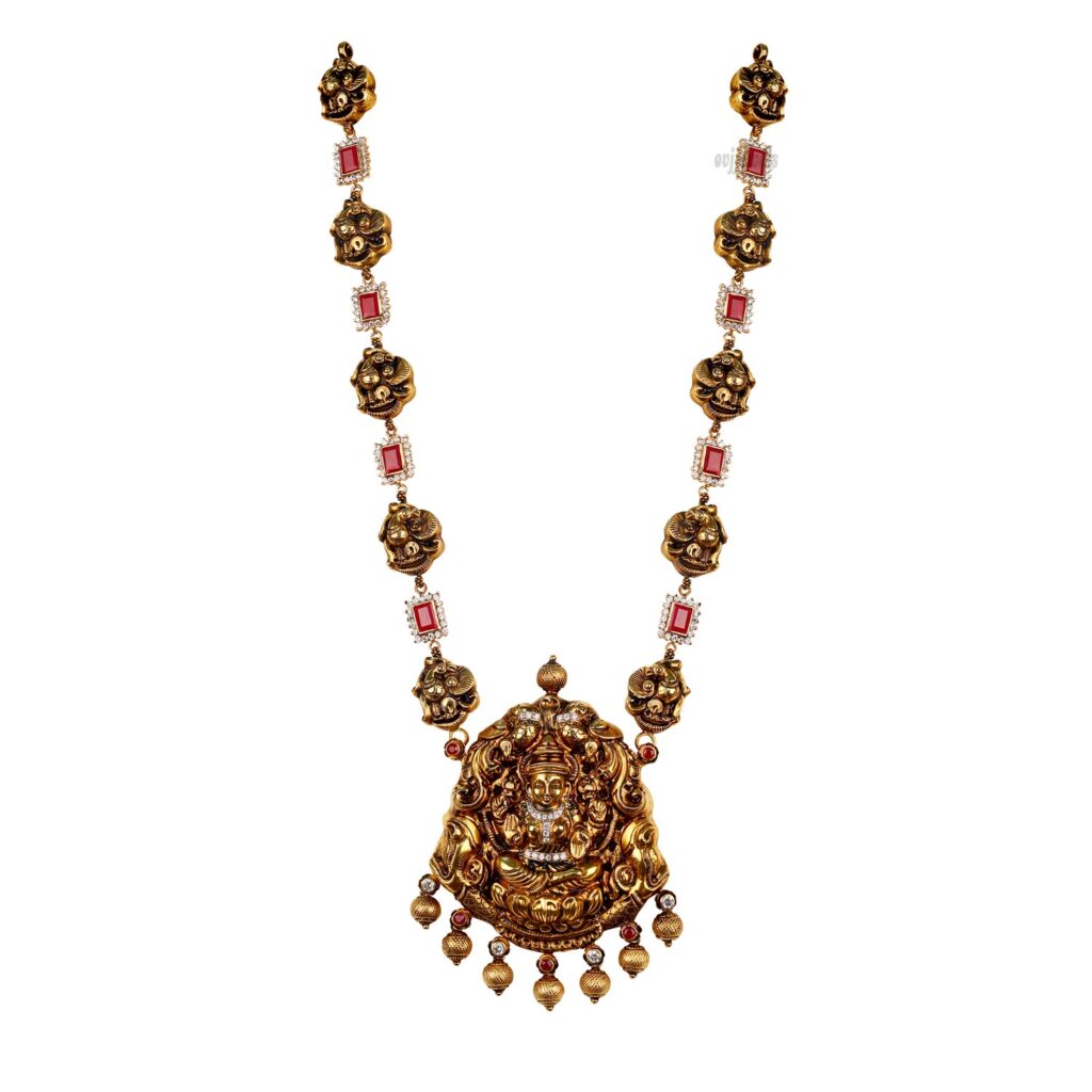 Antique Lakshmi Real Stone Long Necklace