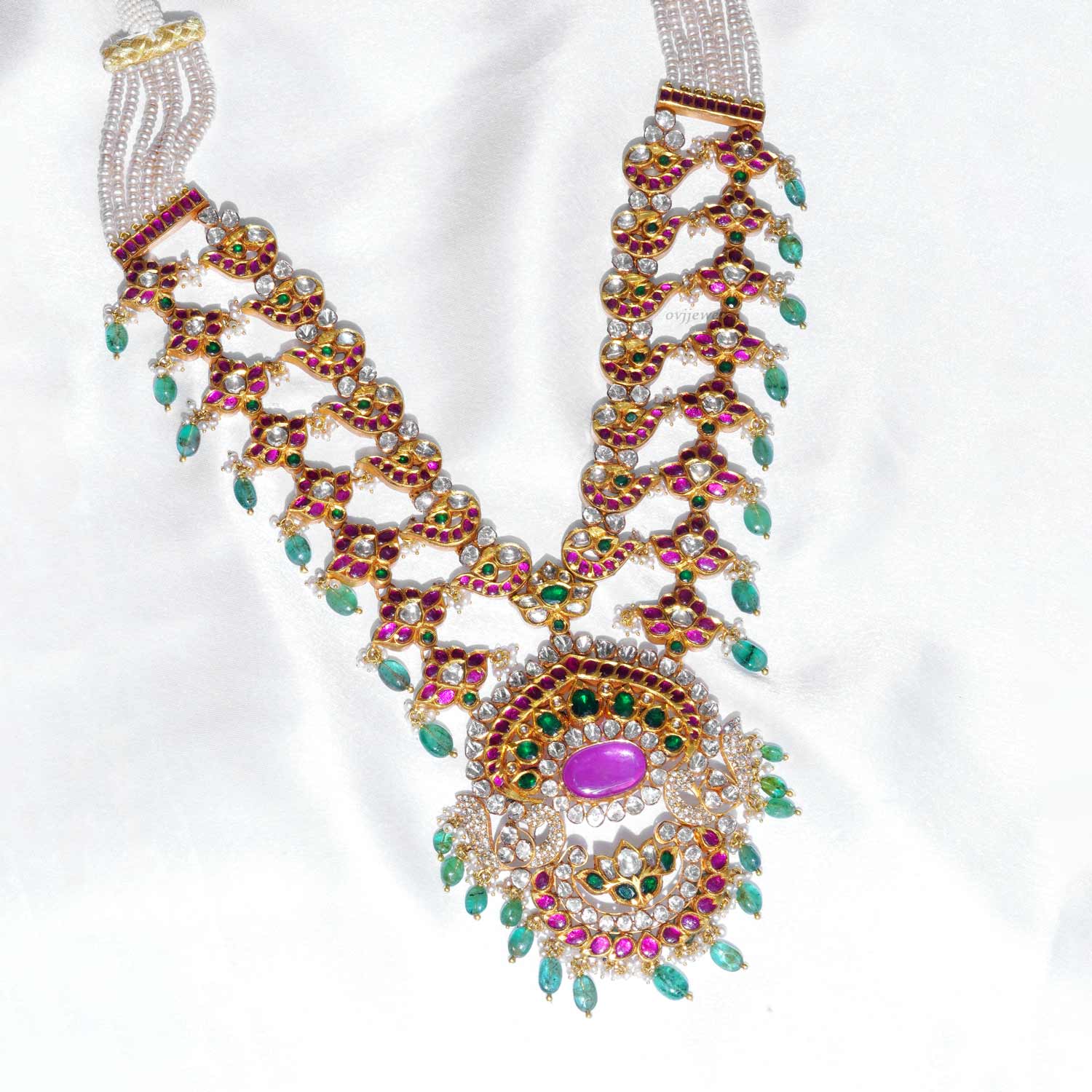 Bridal ruby Kundan Polki long necklace