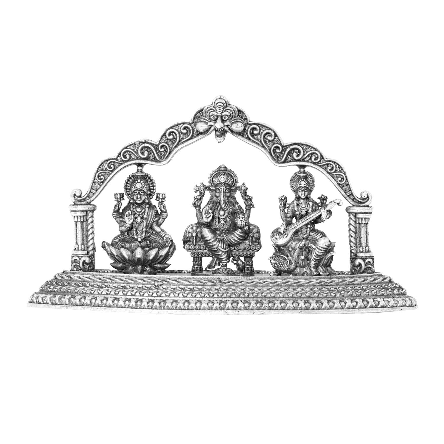 Silver Mahalakshmi,Ganesha,Saraswathi Idol