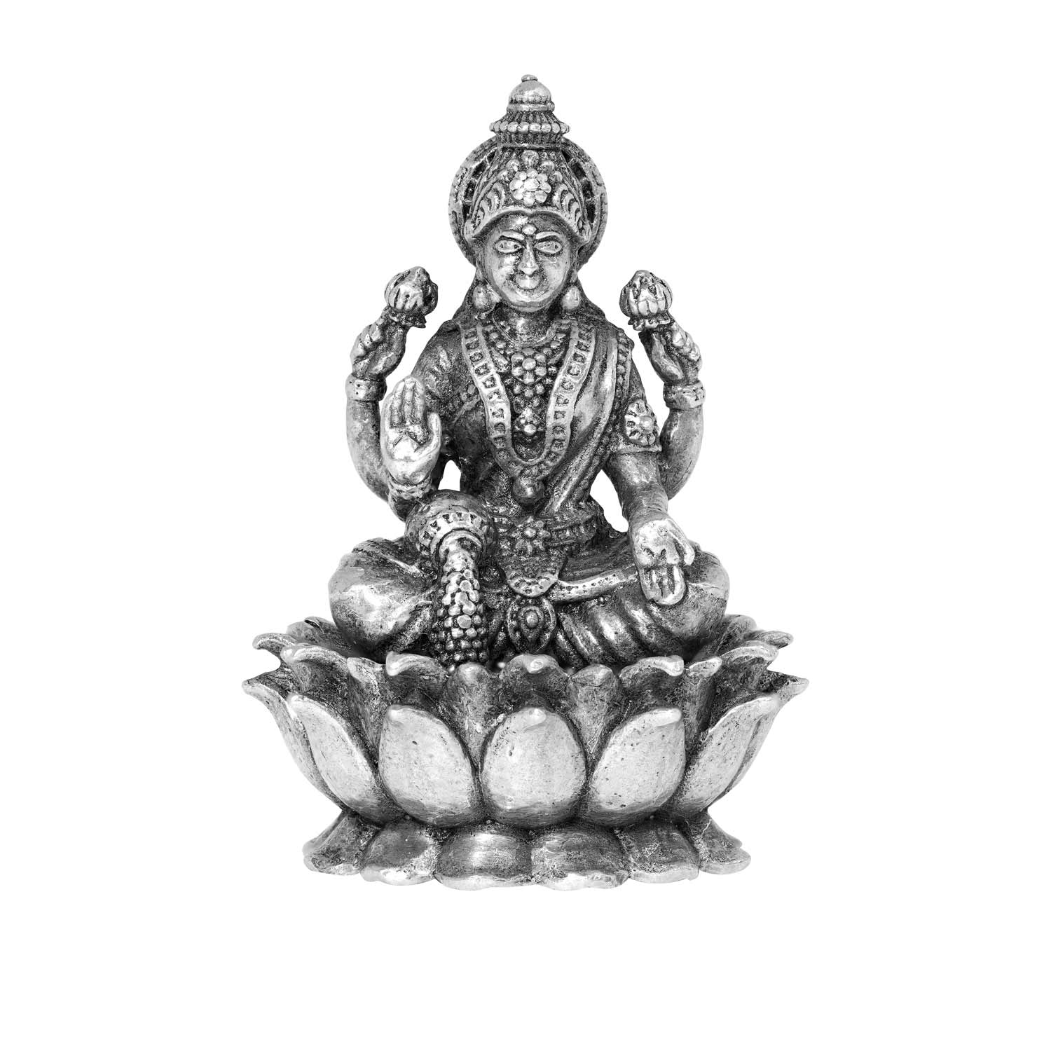 Silver Mahalakshmi on Lotus Idol