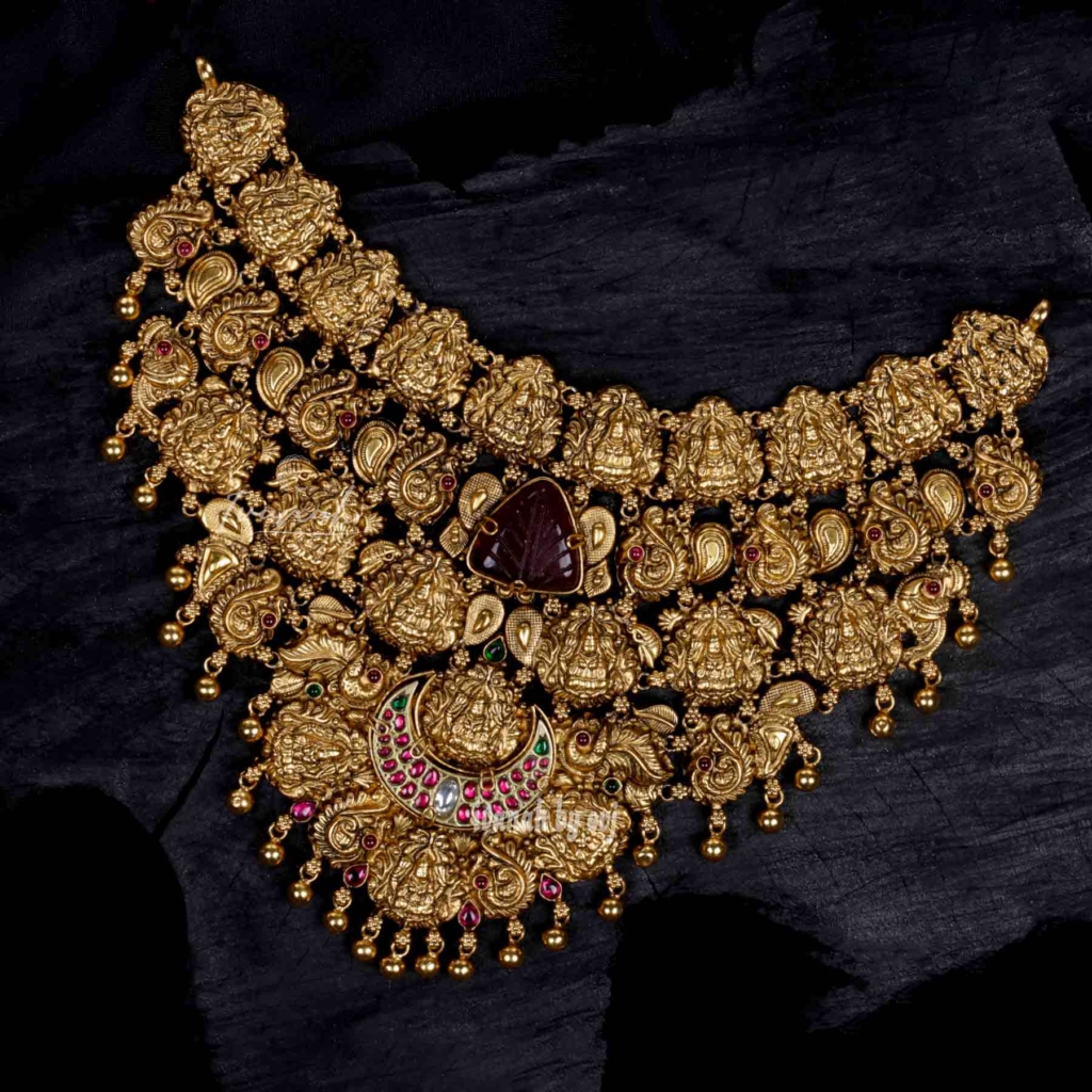 Gold Polish Silver antique Annapakshi Bridal Choker