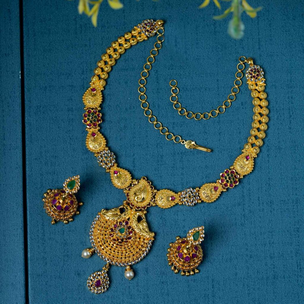 0% Wastage Peacock Necklace with Earring