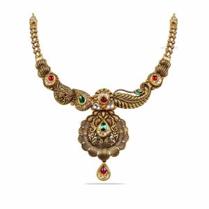 Black Polish Antique Women Short Necklace