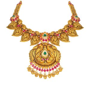 Women Antique Real Stone Mango Short Necklace