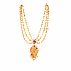 Gold Balls Semi long Necklace