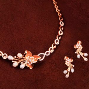 Dazzle Flower Rose Gold Women Necklace