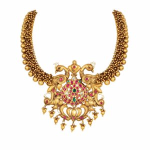 Antique Masonry Balls Peacock Necklace