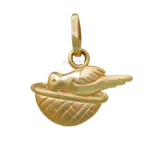 Gold birds nest kids pendant