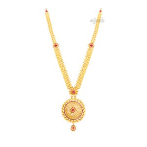Gold flower pendent long necklace