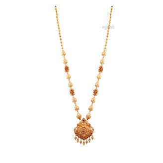 Gold red polish kemp stone women long necklace