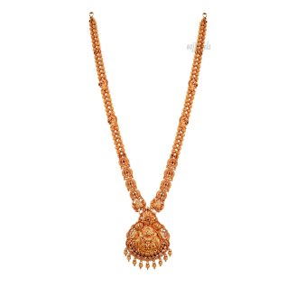 Antique Gold Ball Lakshmi Kemp Stone Women Long Necklace