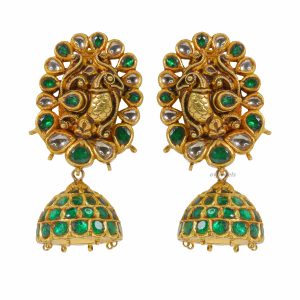 Kundan Polki peacock jhumkas