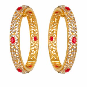 Gold Zircon Stones Womens Bangle