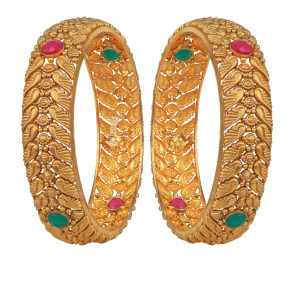Ruby And Emerald ,Red Polished Women Bangles