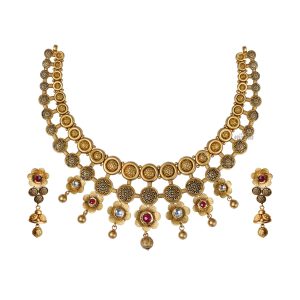 Antique Flower Short Necklace