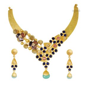 Fancy Gold Short Necklace & Earrings