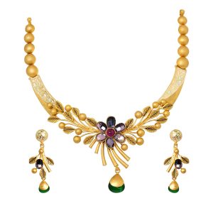 Fancy Gold Short Necklace & Earrings