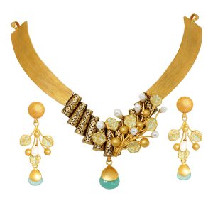 Fancy Gold Short Necklace & Earrings