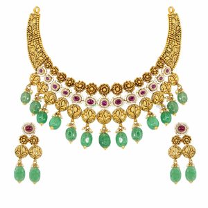 Fancy Gold Short Necklace & Earrings