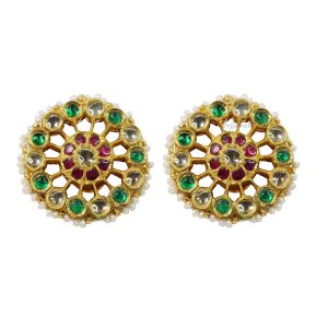 Round Kundan Polki studs