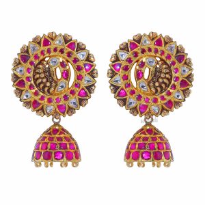 Kundan Polki Peacock jhumkas