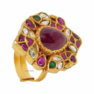 Ruby Kundan Polki ring