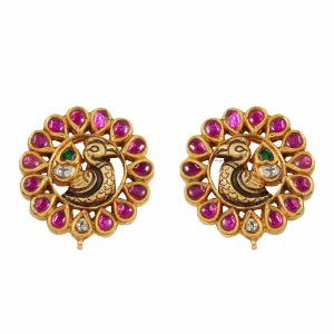 Peacock Kundan Polki studs