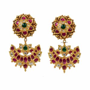 Floral Kundan Polki Earrings
