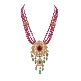 Ruby Beads Long Necklace
