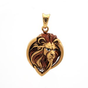 Majestic Lion Face Gold Pendant