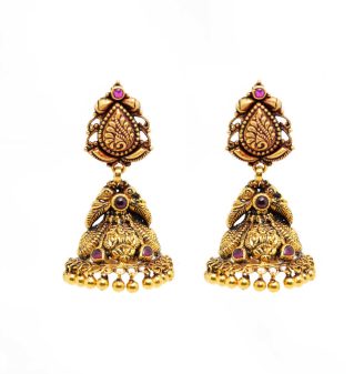 Traditional Antique Gold Peacock Jhumka