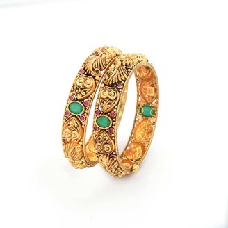 Traditional 22K Gold Bangle with Antique Finish