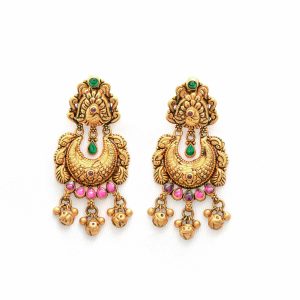 Traditional Antique Finish Chandbali Jhumki Earrings