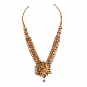 Divine Gold Lakshmi Lotus Long Necklace