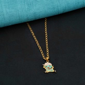 22k Gold Playful Cartoon Character Pendant Chain for Kids