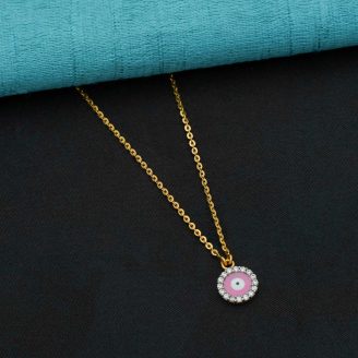 22k Gold Radiant Pink Evil Eye Halo chain