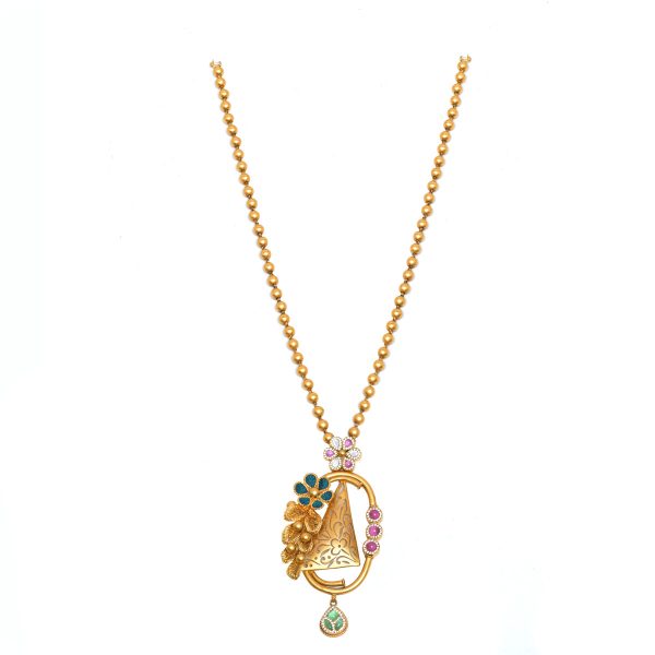 916-gold-beaded-necklace-floral-geometric-pendant