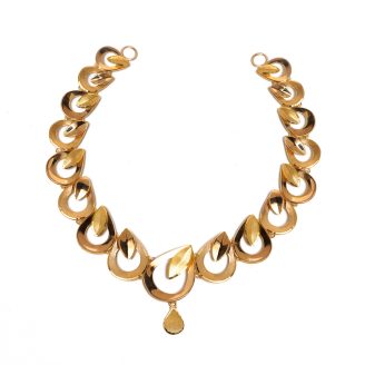 22K Gold Open-Loop Leaf Necklace