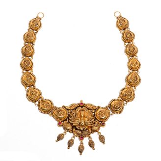 Classic 916 Gold Antique Mango & Peacock  Necklace