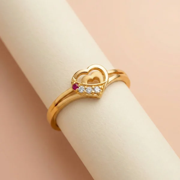 22k gold ring womens gold ring minimalist gold jewelry heart shaped ring ruby gold ring daily wear gold ring OVJ Jewels Indian gold jewelry designs gold ring for her lightweight gold ring