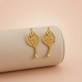 22k gold earrings, minimalist gold earrings, daily wear gold earrings, gold drop earrings, leaf shape earrings, gold filigree earrings, lightweight gold jewellery, women's gold earrings, Indian gold jewellery, OVJ Jewels, Dindigul jewellery, hallmark gold earrings, modern gold ear studs, mesh design earrings.