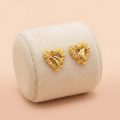 22k gold earrings, minimalist gold studs, gold heart earrings, daily wear gold earrings, ribbed heart studs, modern gold jewellery, 22k gold studs for women, lightweight gold earrings, OVJ Jewels earrings, gift for her