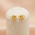 22k gold earrings, gold heart studs, minimalist gold jewelry, daily wear gold earrings, floral gold studs, lightweight gold earrings, OVJ Jewels Dindigul, Indian gold jewelry online, gifts for her, 22k gold filigree studs