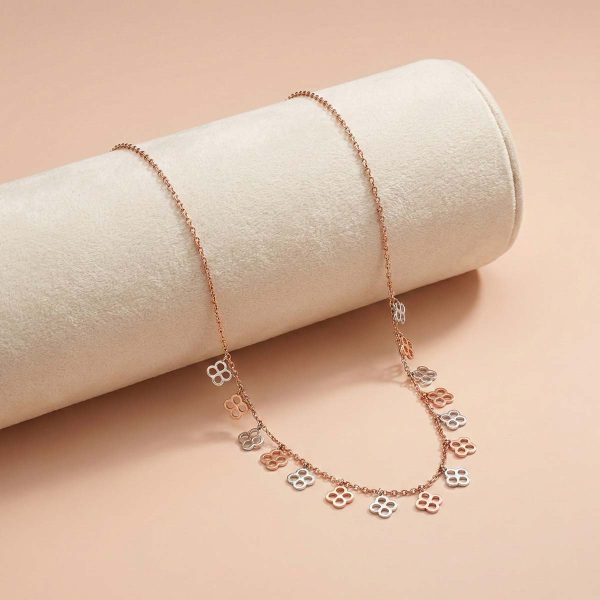 18k gold necklace, interlocking heart pendant, rose gold jewelry, mother of pearl heart necklace, OVJ Jewels, romantic jewelry gift, minimalist gold chain, Dindigul jewelry, premium Indian jewelry, dainty gold necklace