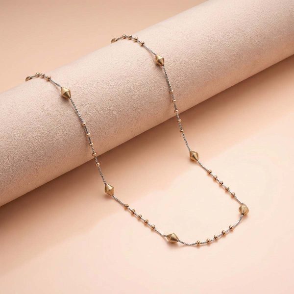 18k gold chain, minimalist gold jewelry, 24 inch gold chain, lightweight gold chain, geometric gold necklace, daily wear gold chain, office wear jewelry, OVJ Jewels, gold fancy chain